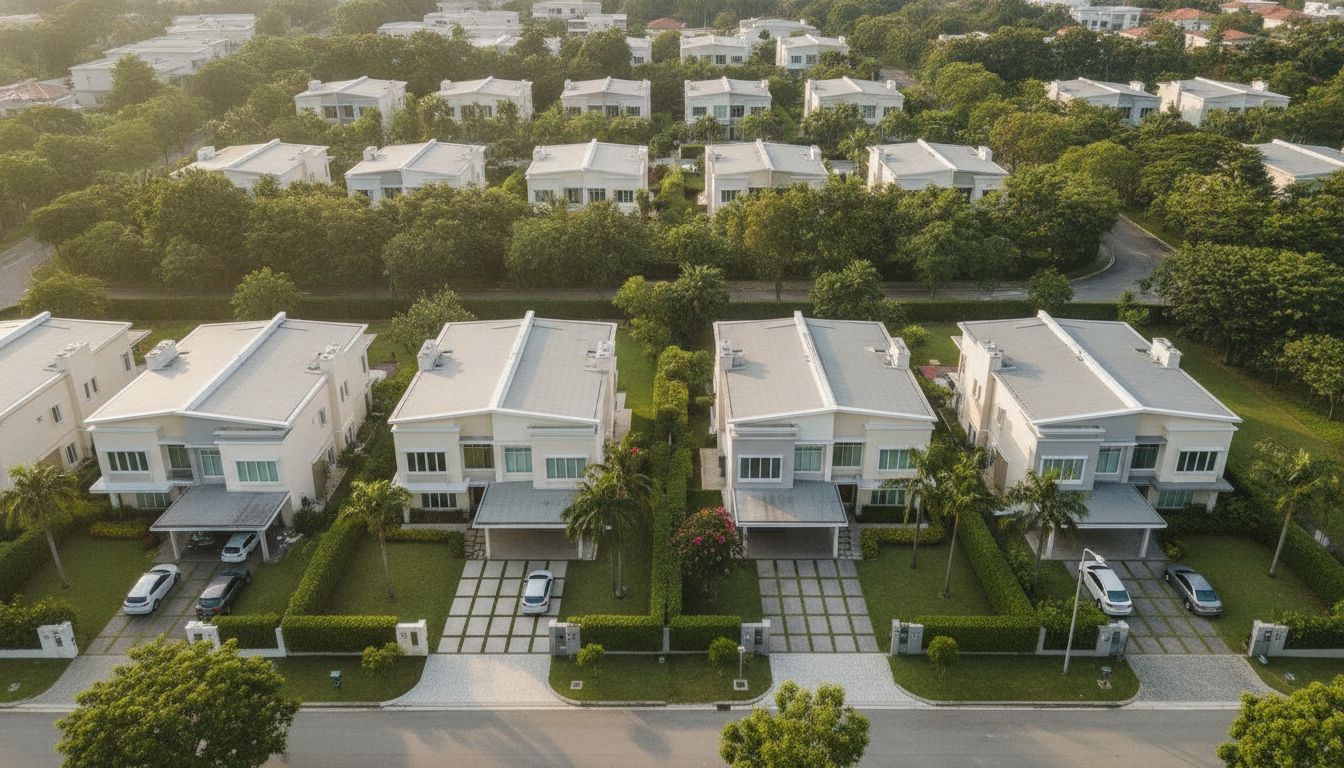 Well-kept semi-detached homes on an Opera Estate street